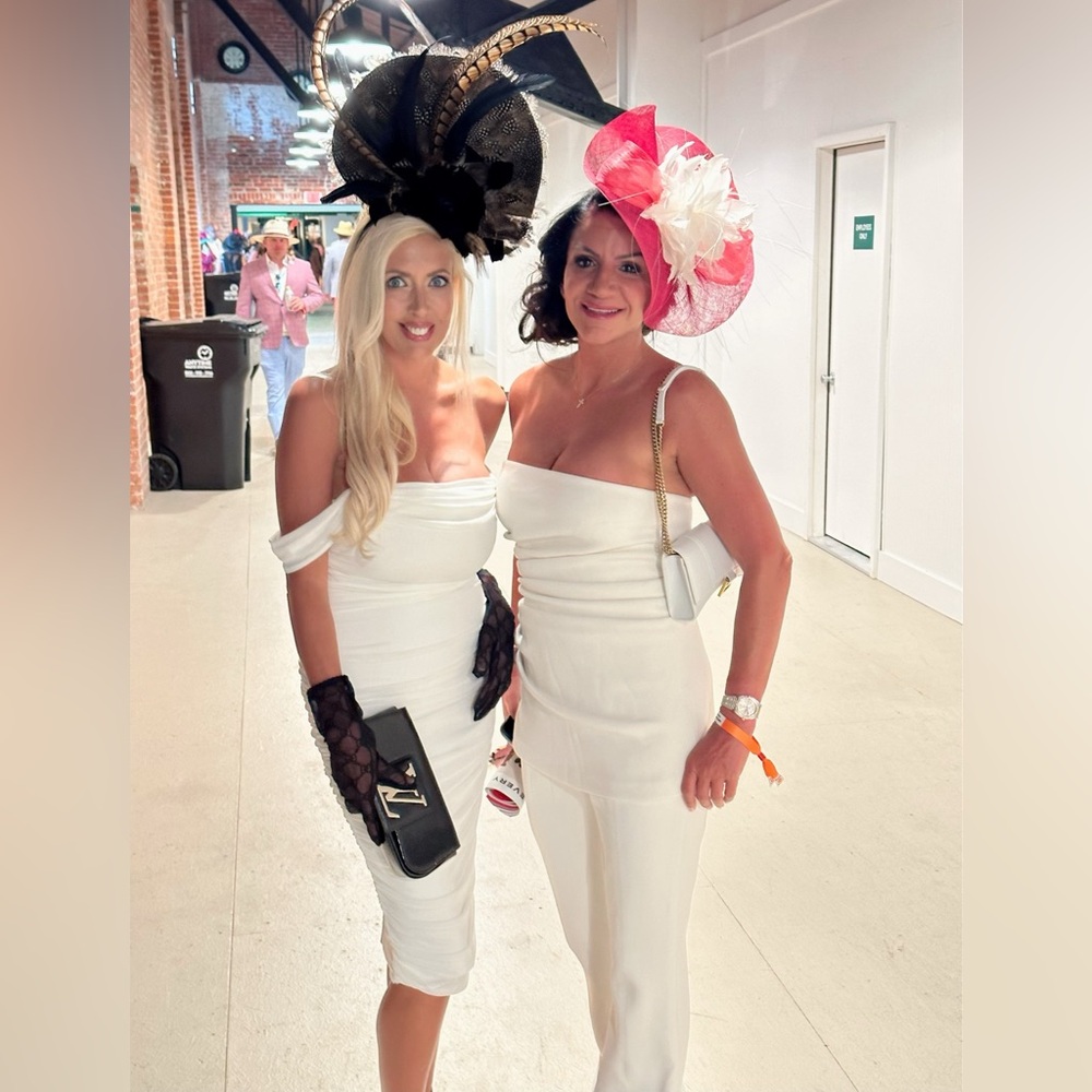 MISHA COLLECTION White Flare Jumpsuit with Textured Knit - Picture 2 of 3